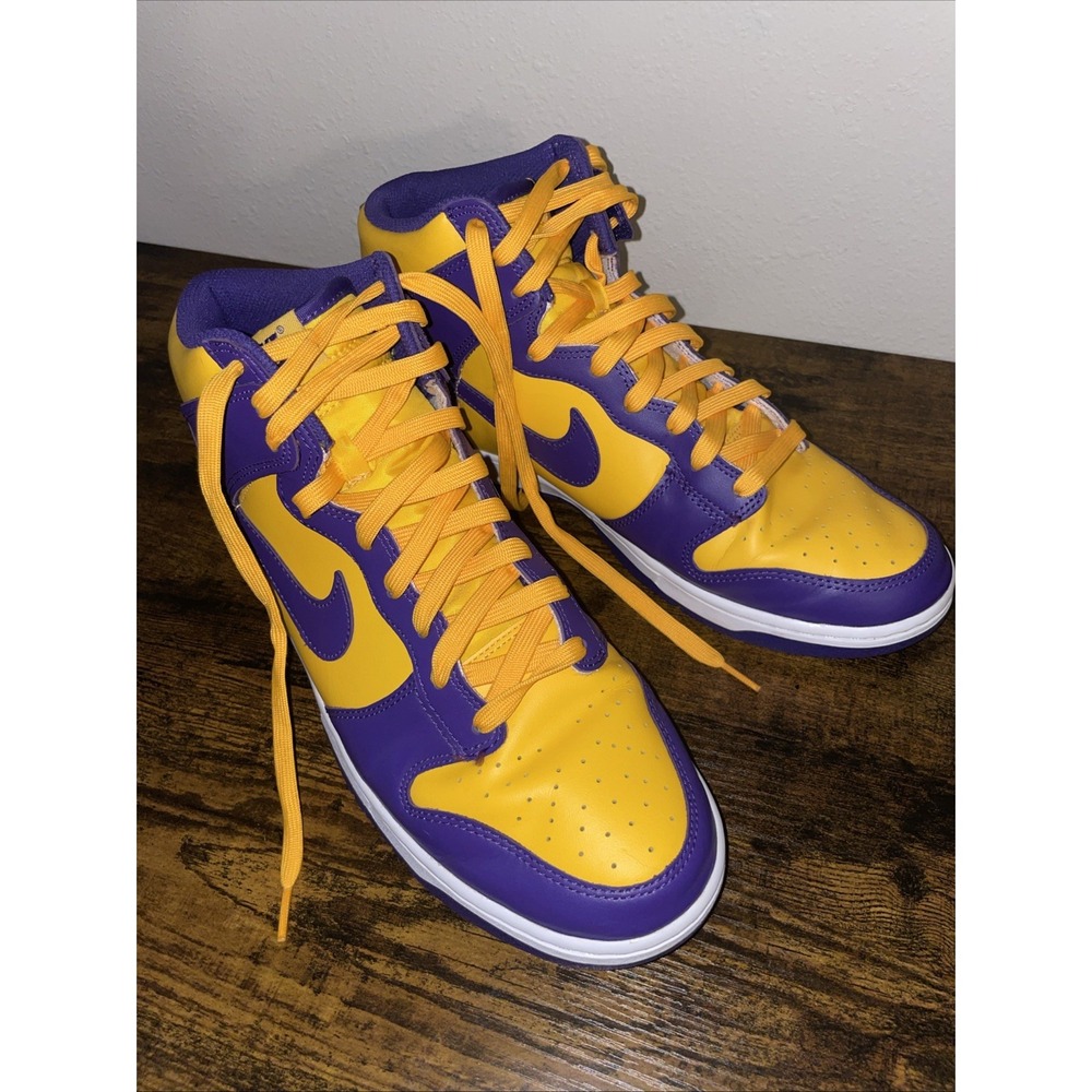 Nike Dunk High Retro Lakers Court Purple Gold Size 12 DD1399-500 Used Good